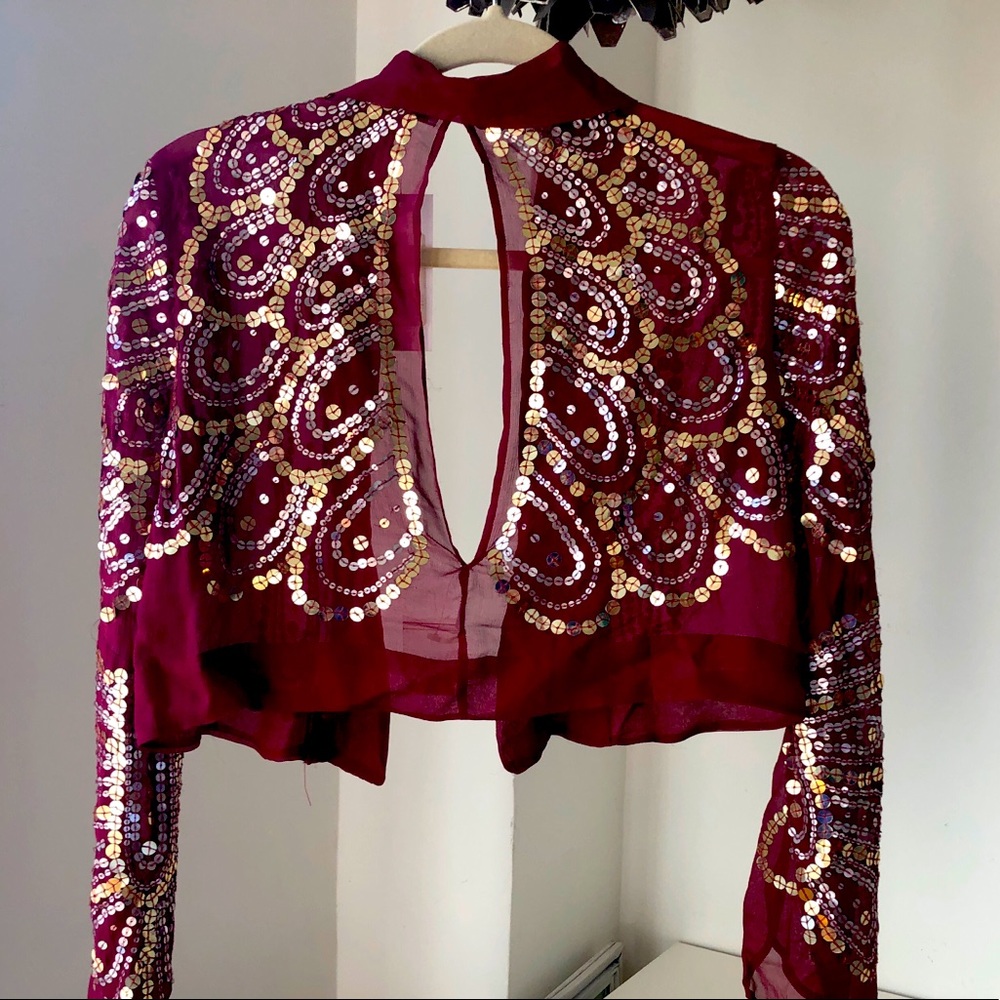 Foley + Corinna/ Sequin Feather Crop Cover-up Cardigan
